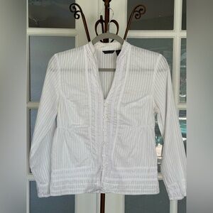 ecologie White Lace Trim Boho Blouse Button Front Size S